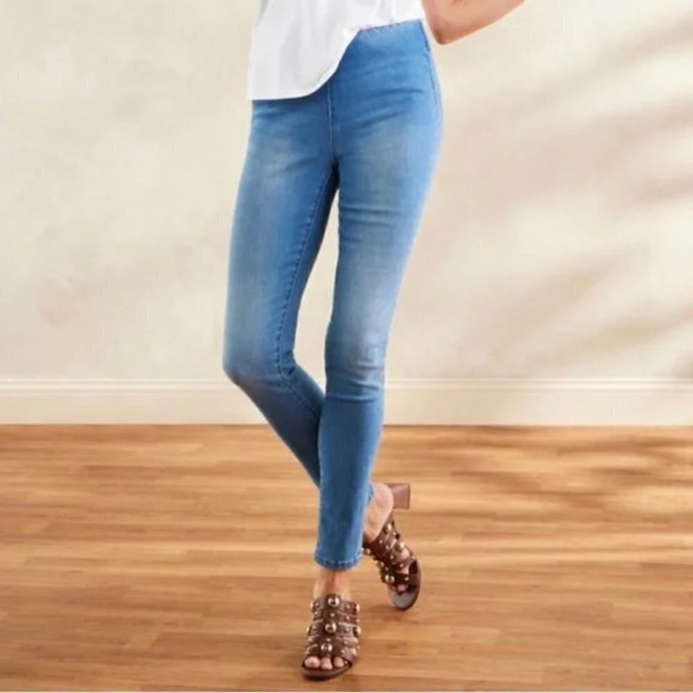 Soft Surroundings Supremely Soft Pull On Cotton High Rise Stretchy Skinny Jeans